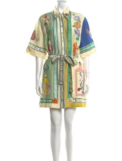 Pre-owned Alemais Elixir Mini Dress In Green/neutrals