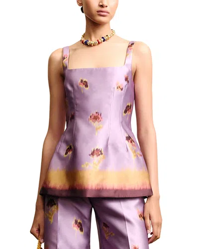 Alemais Ellis Matte Satin Tailored Peplum Top In Purple