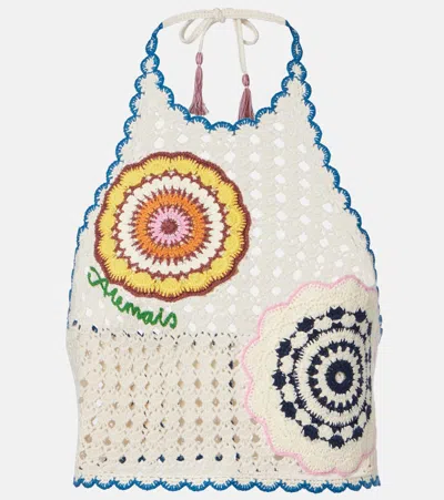 Alemais Elma Crochet Embroidered Cotton Crop Top In Neutral