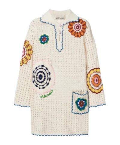 Alemais Elma Crochet Embroidered Cotton Kaftan In Neutral