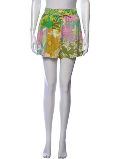 Pre-owned Alemais Elora Patchwork Mini Shorts In Green