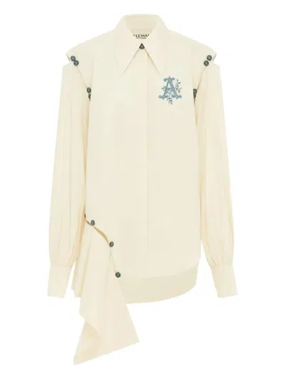 Alemais Embroidered Asymmetrical-hem Shirt In Neutral
