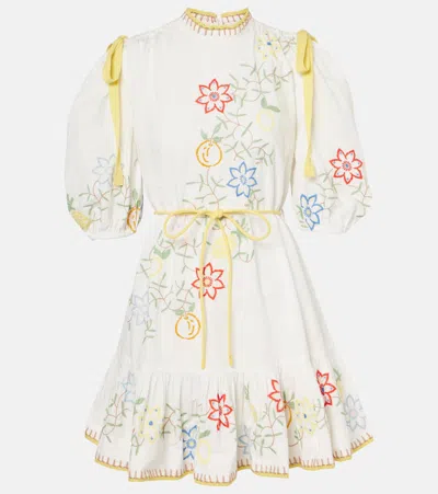 Alemais Embroidered Cotton Minidress In White