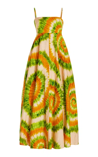 Alemais Exclusive Sun Shack Tie-dyed Woven Maxi Dress In Orange