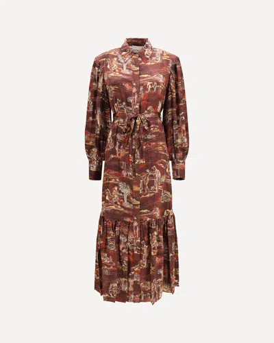 Alemais Ezra Silk Midi Shirt Dress In Multi