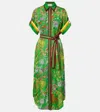 Alemais Fiesta Belted Midi Shirtdress In Green