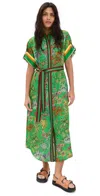 Alemais Fiesta Belted Midi Shirtdress In Green