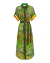 Alemais Fiesta Belted Midi Shirtdress In Green