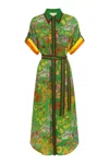 Alemais Fiesta Belted Midi Shirtdress In Green
