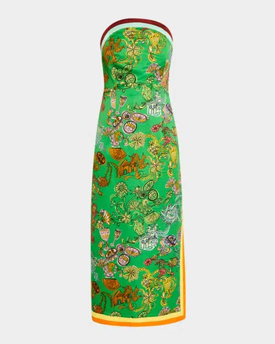 Alemais Fiesta Strapless Midi Dress In Green