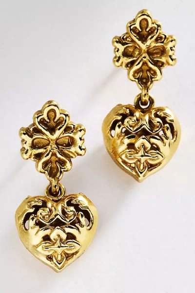 Alemais Filigree Heart Drop Earrings In Gold