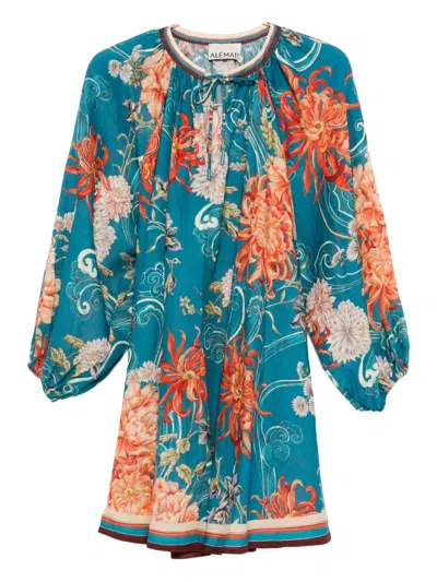 Alemais Fletcher Floral-print Mini Dress In Blue