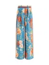 Alemais Floral-print Pleated Trousers In Blue