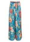 Alemais Floral-print Pleated Trousers In Blue