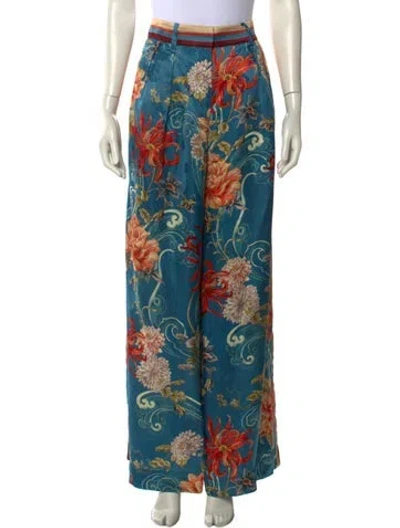 Pre-owned Alemais Fletcher Wide Leg Pants In Blue