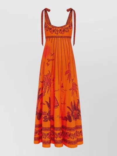 Alemais Floral Beach Sundress Sleeveless A Line In Orange