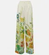 Alemais Constance Pleated Floral Wide-leg Pants In White