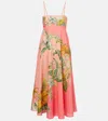 Alemais Floral Linen Maxi Dress In Pink
