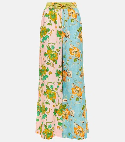 Alemais Floral Linen Wide-leg Pants In Multicolor