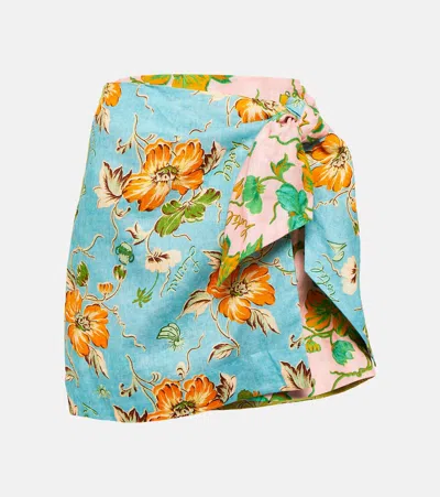 Alemais Floral Linen Wrap Skirt In Multicoloured