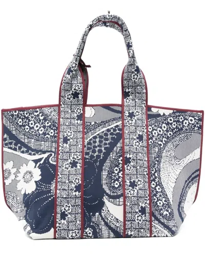 Alemais Floral-pattern Panelled Tote Bag In Blue