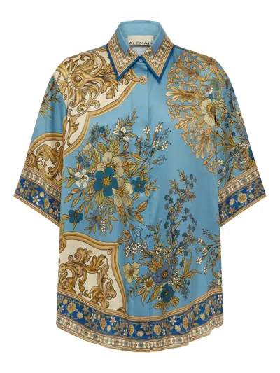 Alemais Floral-pattern Silk Shirt In Blue
