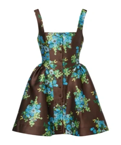 Alemais Floral Peplum Satin Minidress In Green