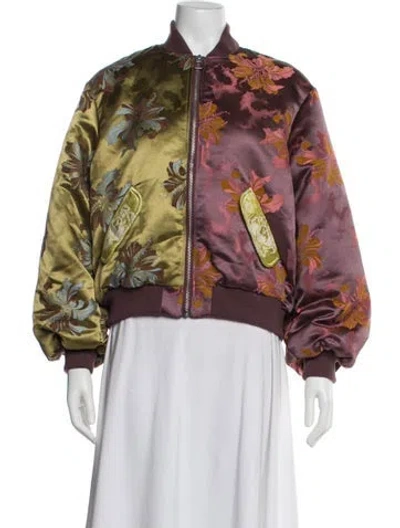Pre-owned Alemais Floral Print Bomber Jacket In Multi