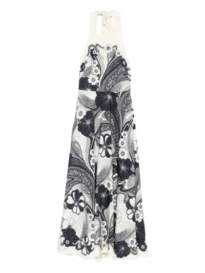 Alemais Floral-print Halter-neck Maxi Dress In Black