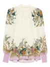 Alemais Antoinette Gathered Neckline Blouse In Cream In Multi