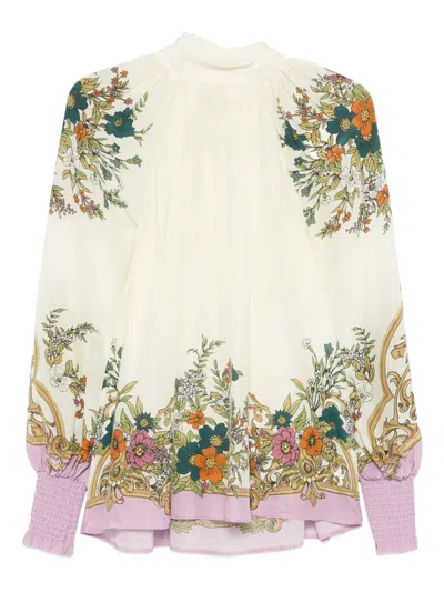 Alemais Floral-print High-neck Blouse In Multi