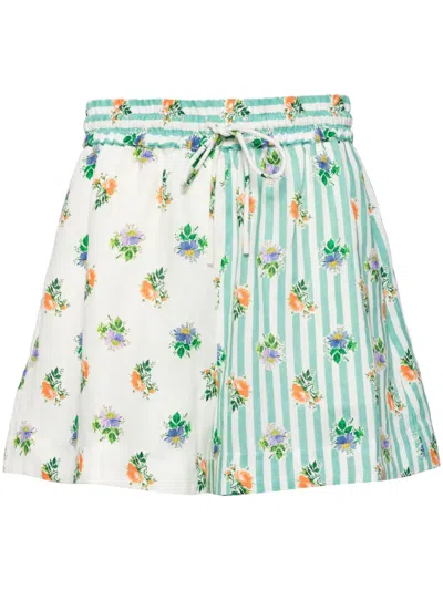 Alemais Floral-print Linen Shorts In 中性色