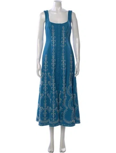 Pre-owned Alemais Floral Print Long Dress In Blue