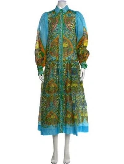 Pre-owned Alemais Floral Print Long Dress In Blue