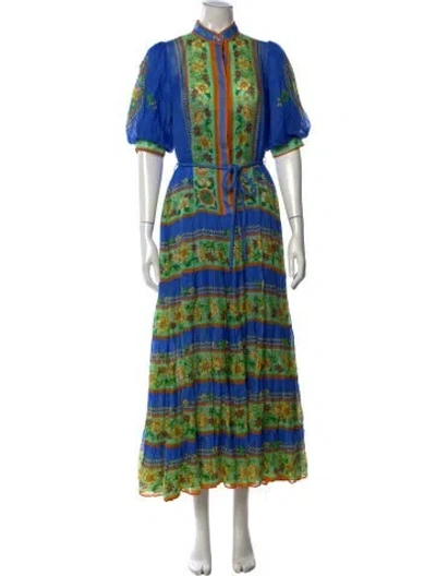 Pre-owned Alemais Floral Print Long Dress In Blue