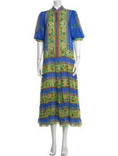 Pre-owned Alemais Floral Print Long Dress In Blue