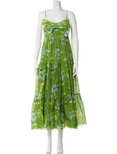 Pre-owned Alemais Floral Print Long Dress In Green