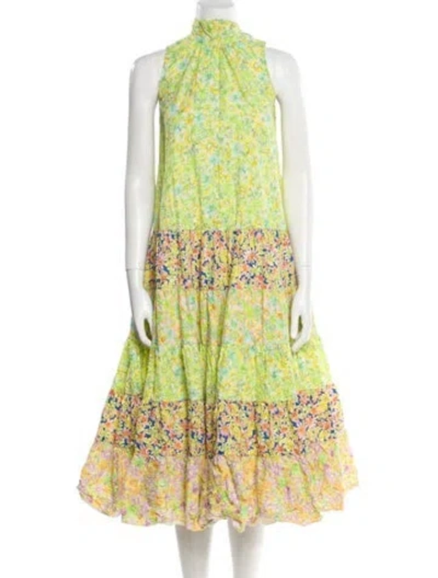 Pre-owned Alemais Floral Print Long Dress In Green