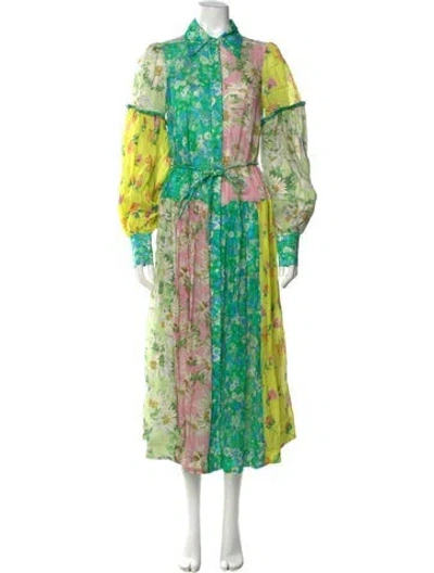 Pre-owned Alemais Floral Print Long Dress In Green