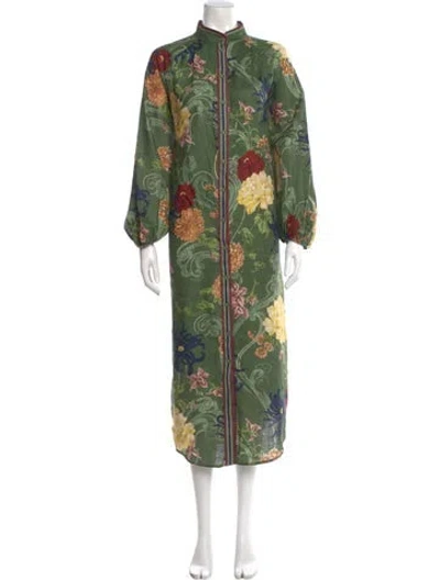 Pre-owned Alemais Floral Print Long Dress In Green