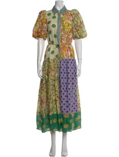 Pre-owned Alemais Floral Print Long Dress In Green