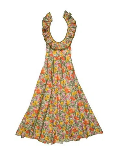 Pre-owned Alemais Floral Print Long Dress In Green