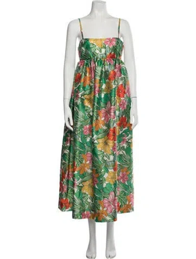 Pre-owned Alemais Floral Print Long Dress In Green