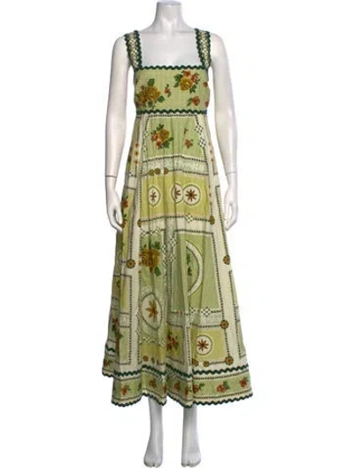 Pre-owned Alemais Floral Print Long Dress In Green