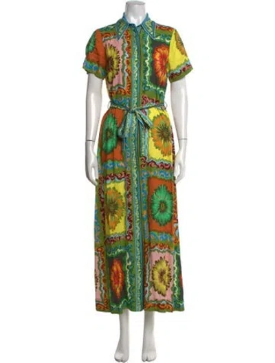 Pre-owned Alemais Floral Print Long Dress In Green