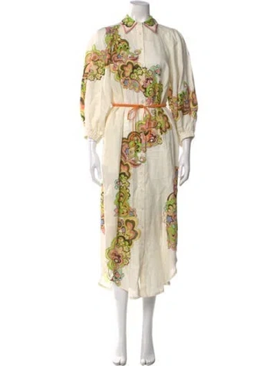 Pre-owned Alemais Floral Print Long Dress In Neutral