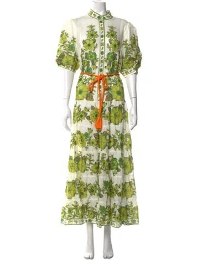 Pre-owned Alemais Floral Print Long Dress In Neutral