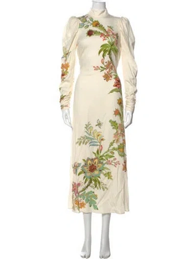 Pre-owned Alemais Floral Print Long Dress In Neutral