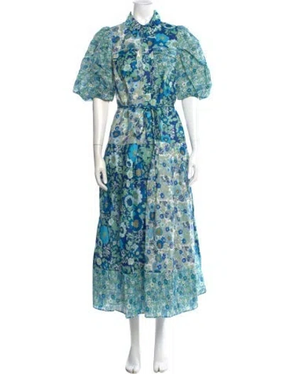 Pre-owned Alemais Floral Print Long Dress W/ Tags In Blue