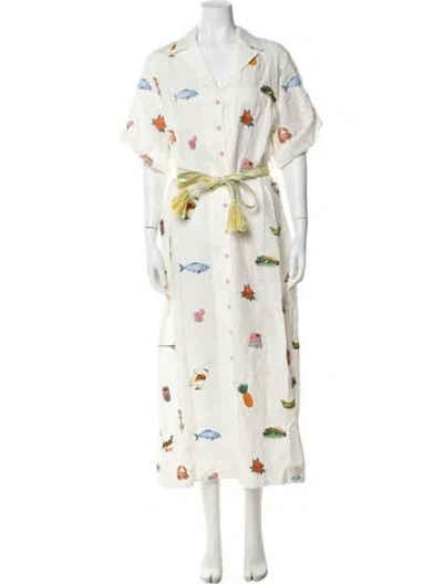 Pre-owned Alemais Floral Print Long Dress W/ Tags In Neutral